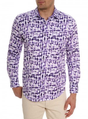 Robert Graham Deluca Long Sleeve Button Front Shirt Viola | 873CBTPLE