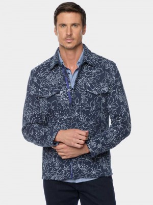 Robert Graham Kohan Long Sleeve Knit Jacket Blu Marino | 387THKZRG