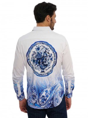 Robert Graham Limited Edition The Dorce Long Sleeve Button Down Shirt Blu | 042PMSILK