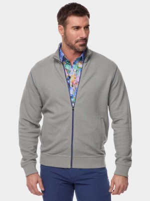 Robert Graham Moser Long Sleeve Knit Full Zip Charcoal | 241SFONEW