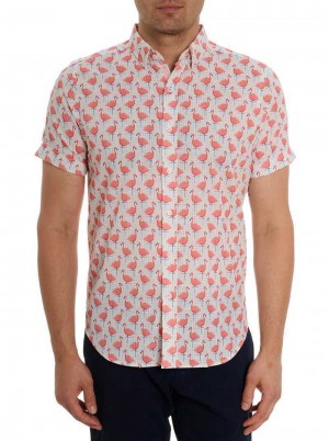 Robert Graham Polka Flamingo Short Sleeve Button Down Shirt Multi | 309OTKDAL