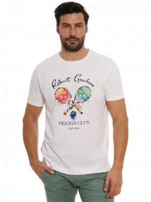 Robert Graham Rg Tennis Club T-shirt Bianche | 895XWVLQU